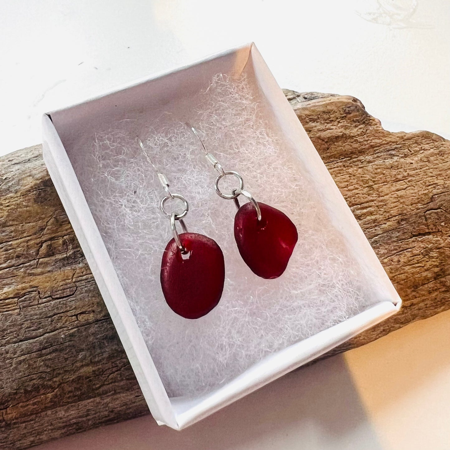 Devon Red Sea Glass Earrings