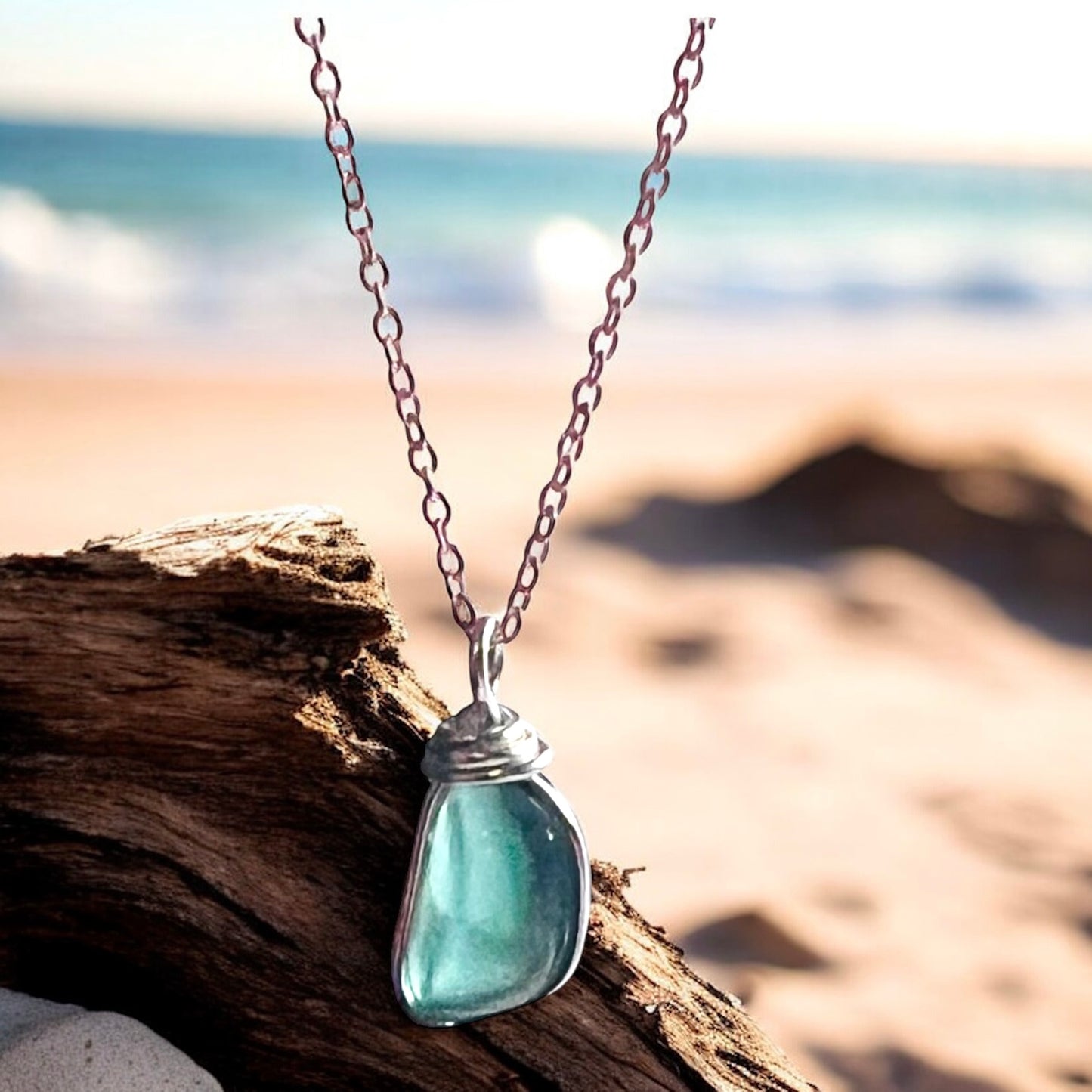 Turquoise Seaham Sea Glass Pendant