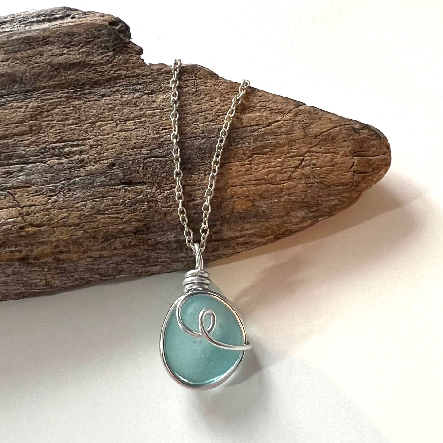 Pale Blue Bubble Seaham Sea Glass Pendant