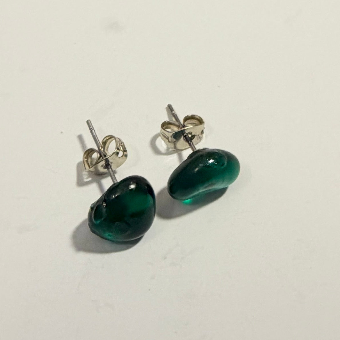 Rare Turquoise Spanish Sea Glass Stud Earrings