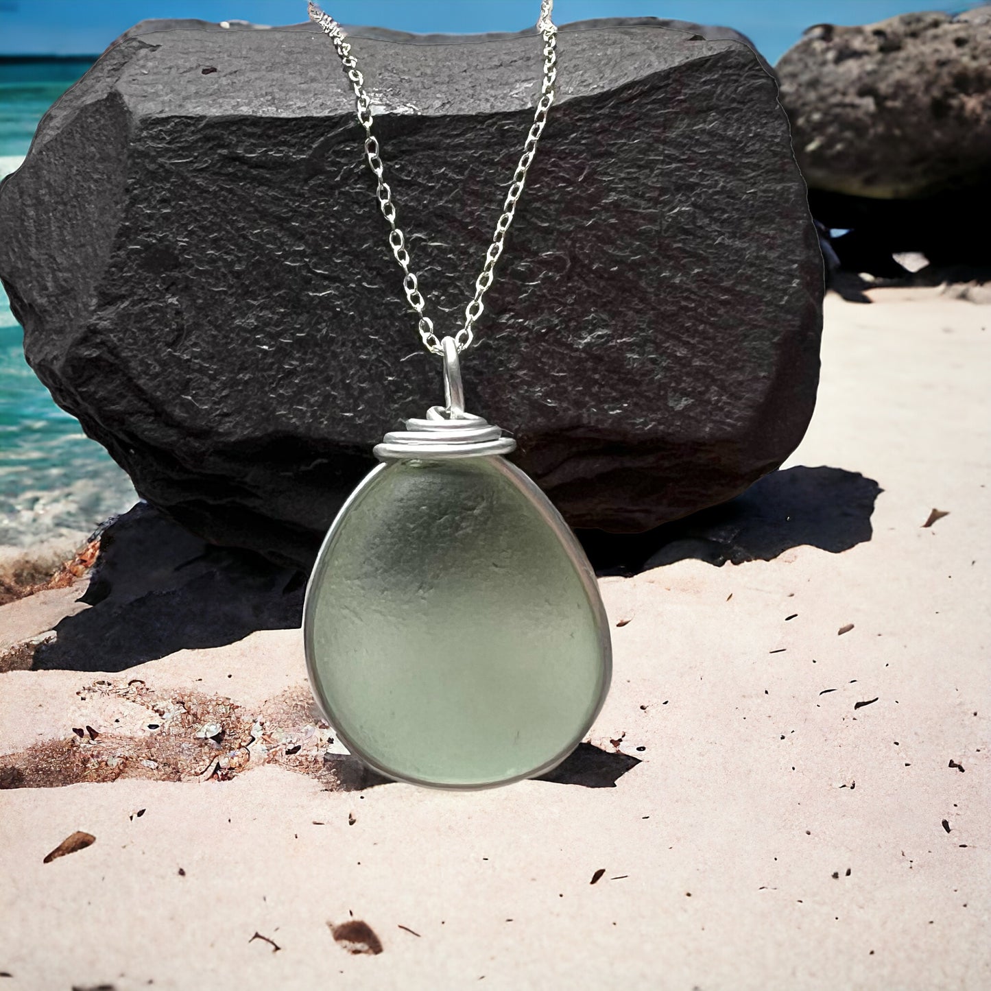 Seafoam Chunky Seaham Sea Glass Pendant