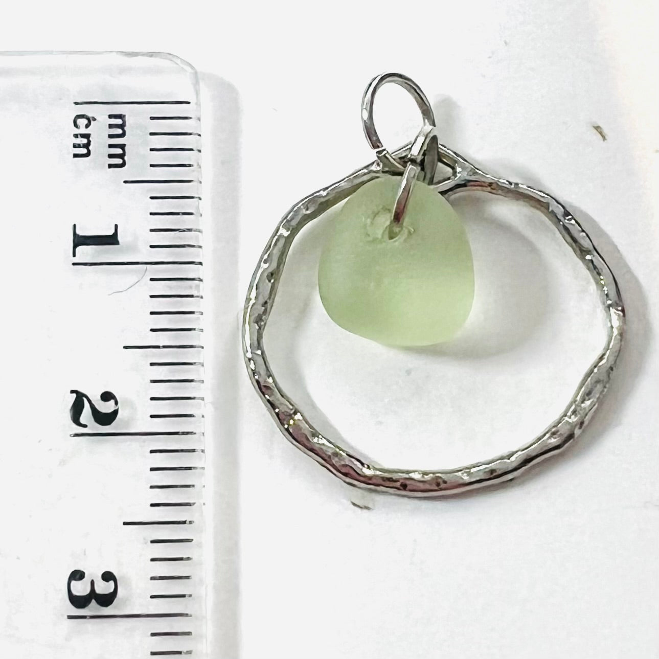 Olive Green Seaham Sea Glass Seafoam Shade Frame Pendant