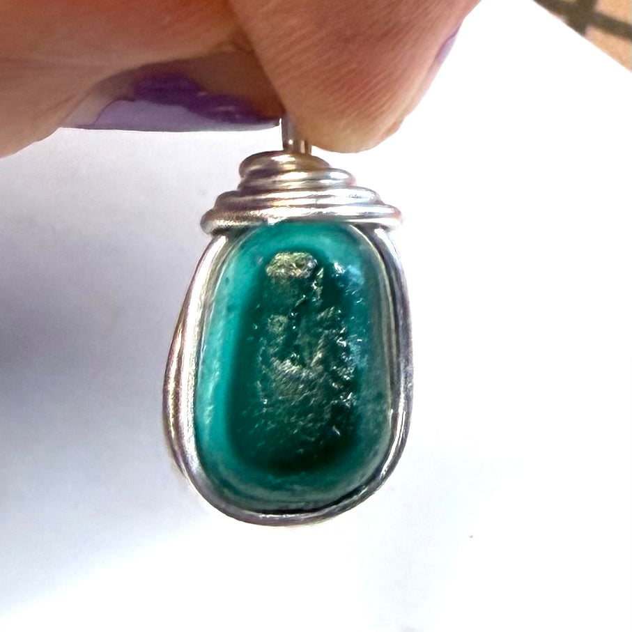 Stunning Rare Turquoise Seaham Sea Glass Multi Pendant
