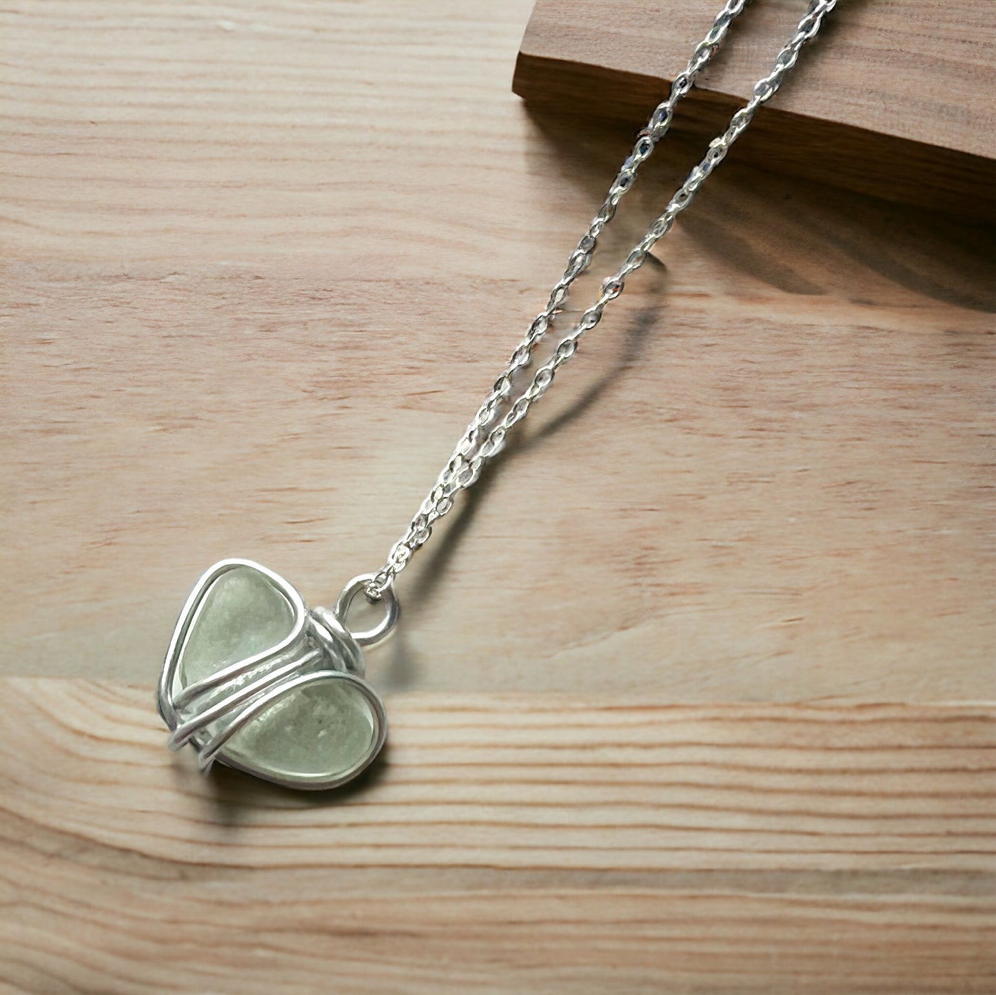 Seafoam Heart Seaham Sea Glass Pendant