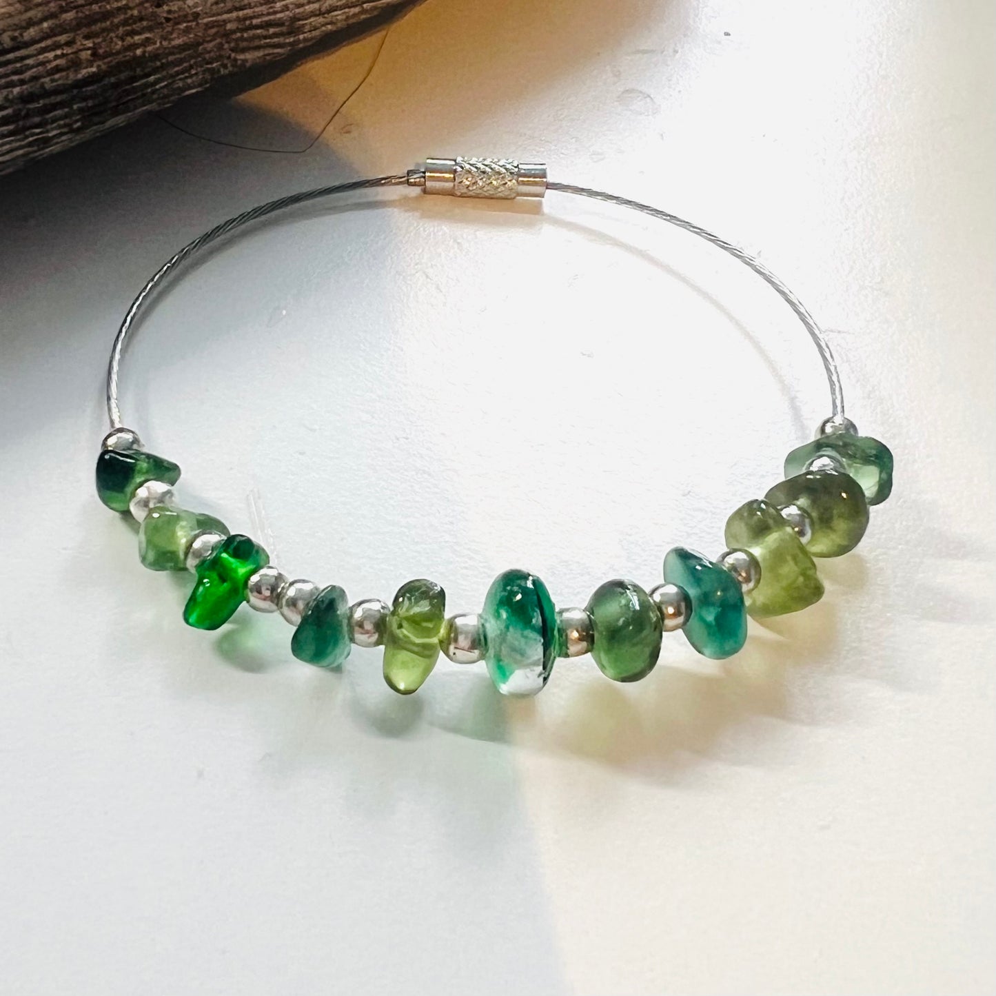Seaham Sea Glass Mixed Greens Bangle