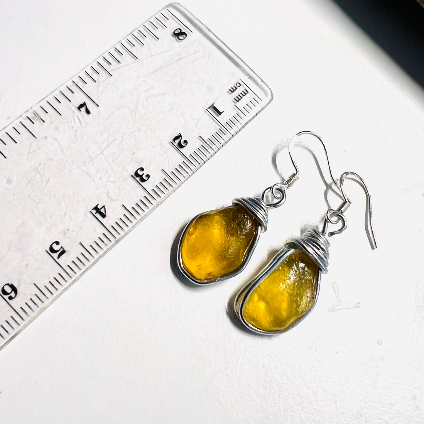 Yellow Canary Island Sea Glass Earrings