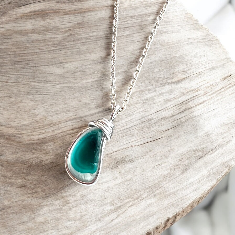 Turquoise Seaham Sea Glass Multi Pendant