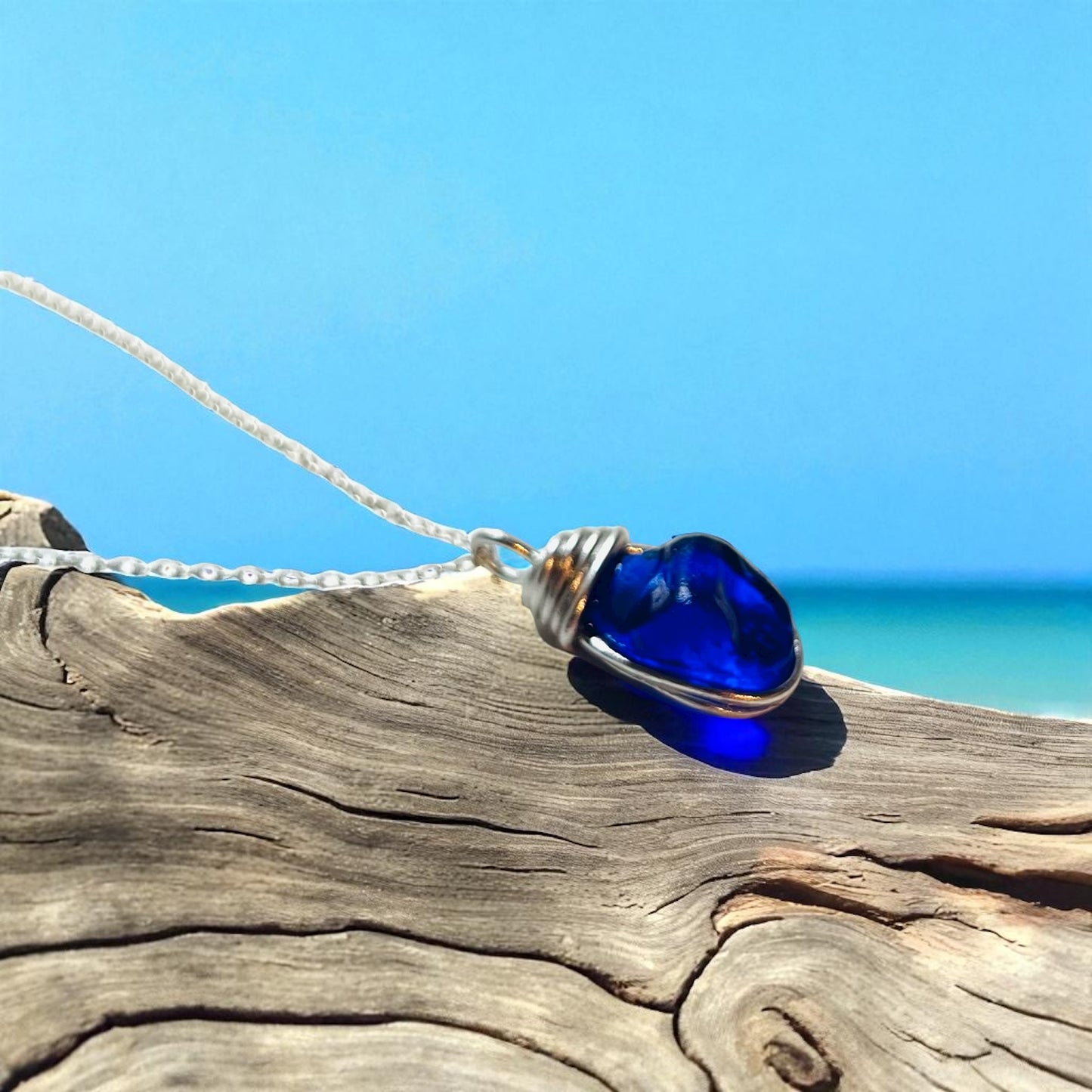 Deep Blue Seaham Sea Glass Pendant