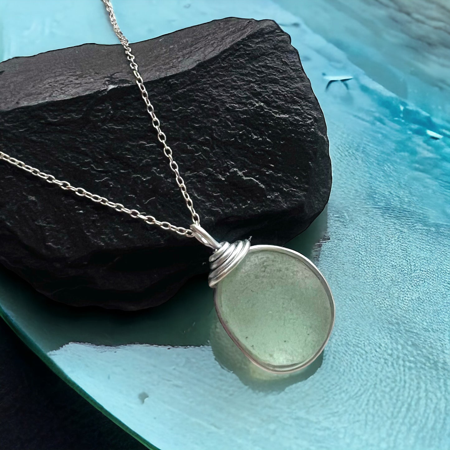 Seafoam Seaham Sea Glass Pendant