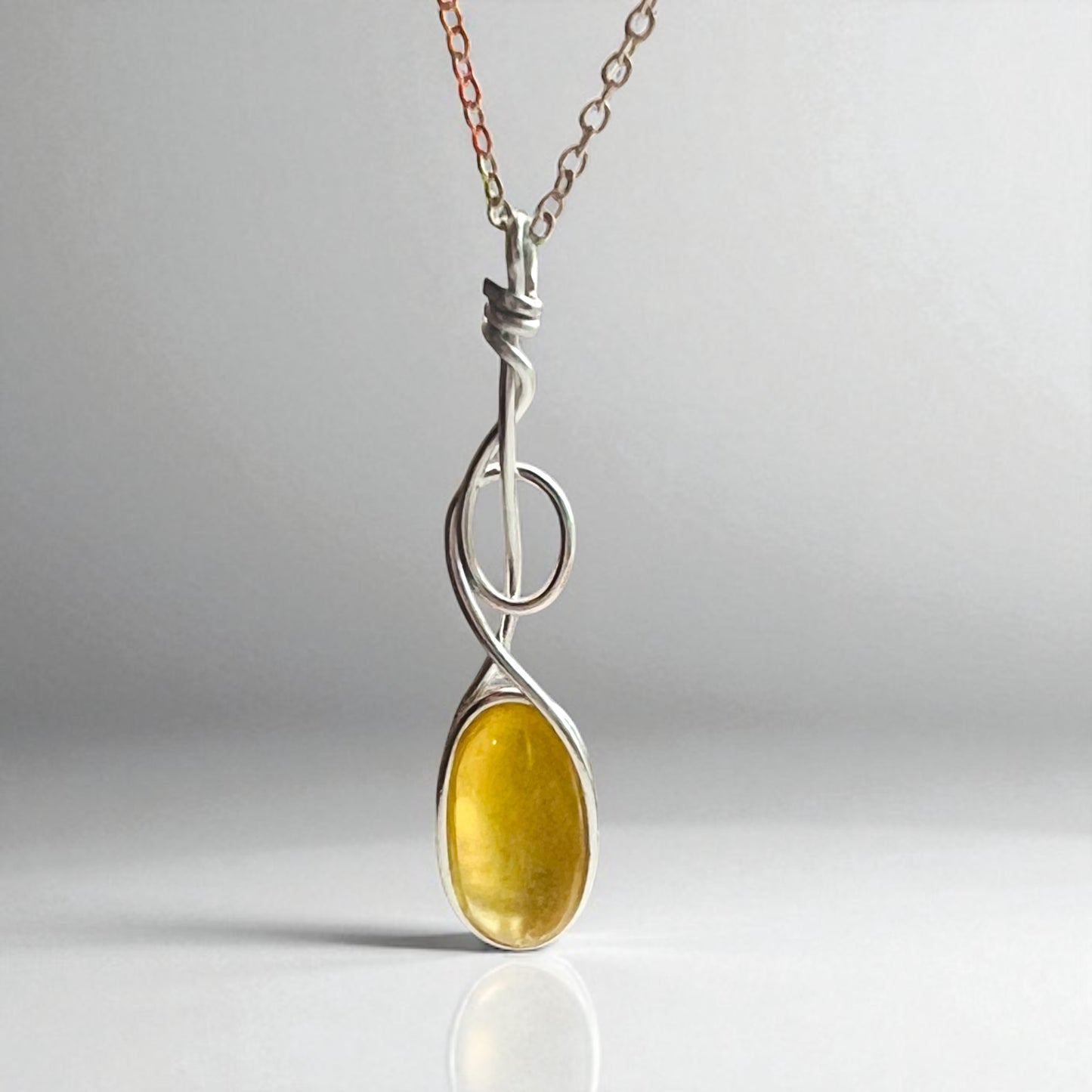 Swirly Yellow Seaham Sea Glass Pendant
