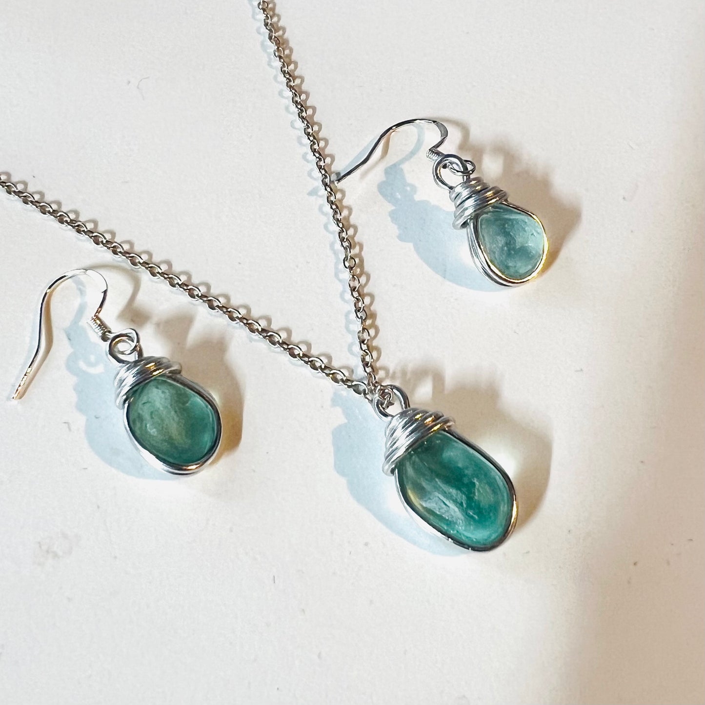 Aqua Seaham Sea Glass Jewellery Set loop