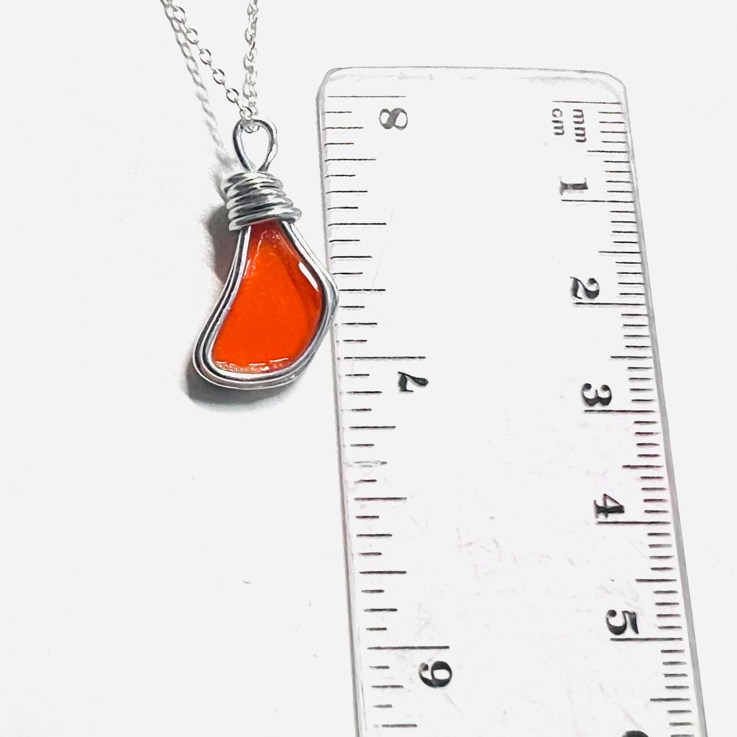 Very Rare Orange Seaham Sea Glass Pendant