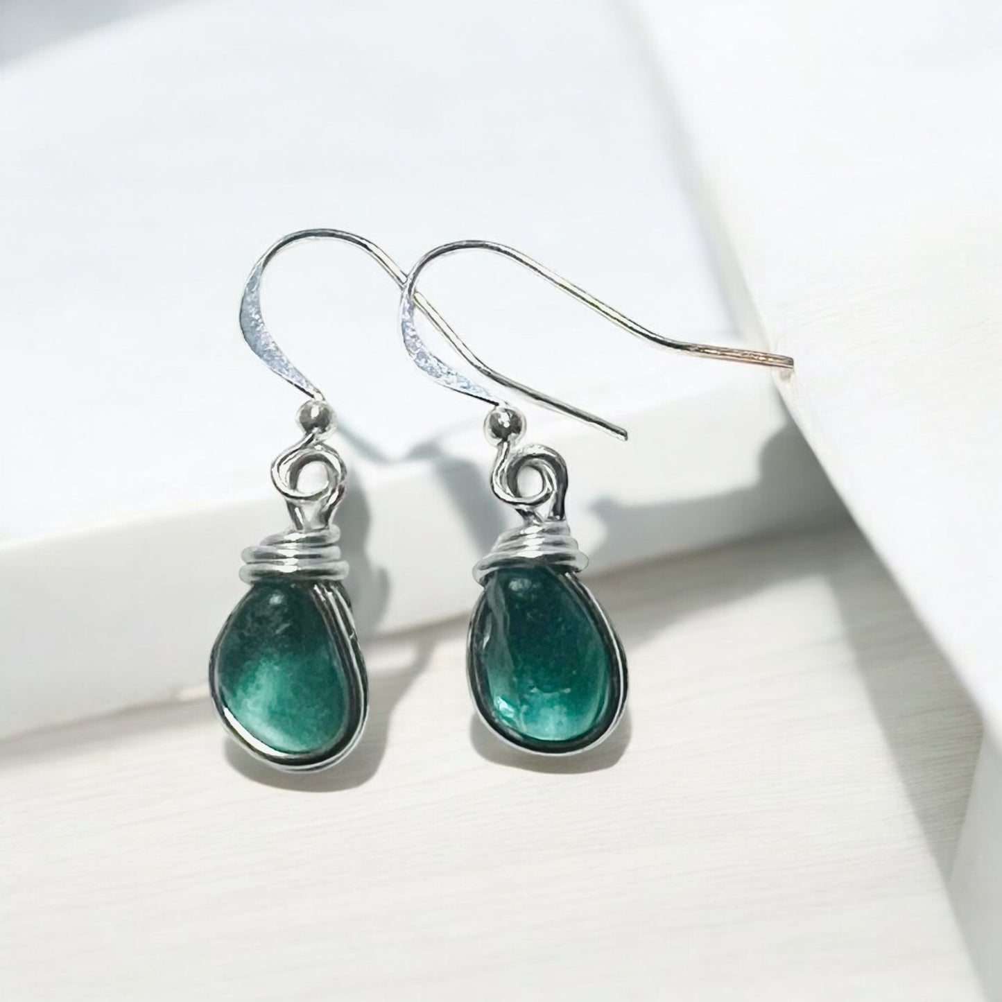 Small Dangly Seaham Sea Glass Earrings