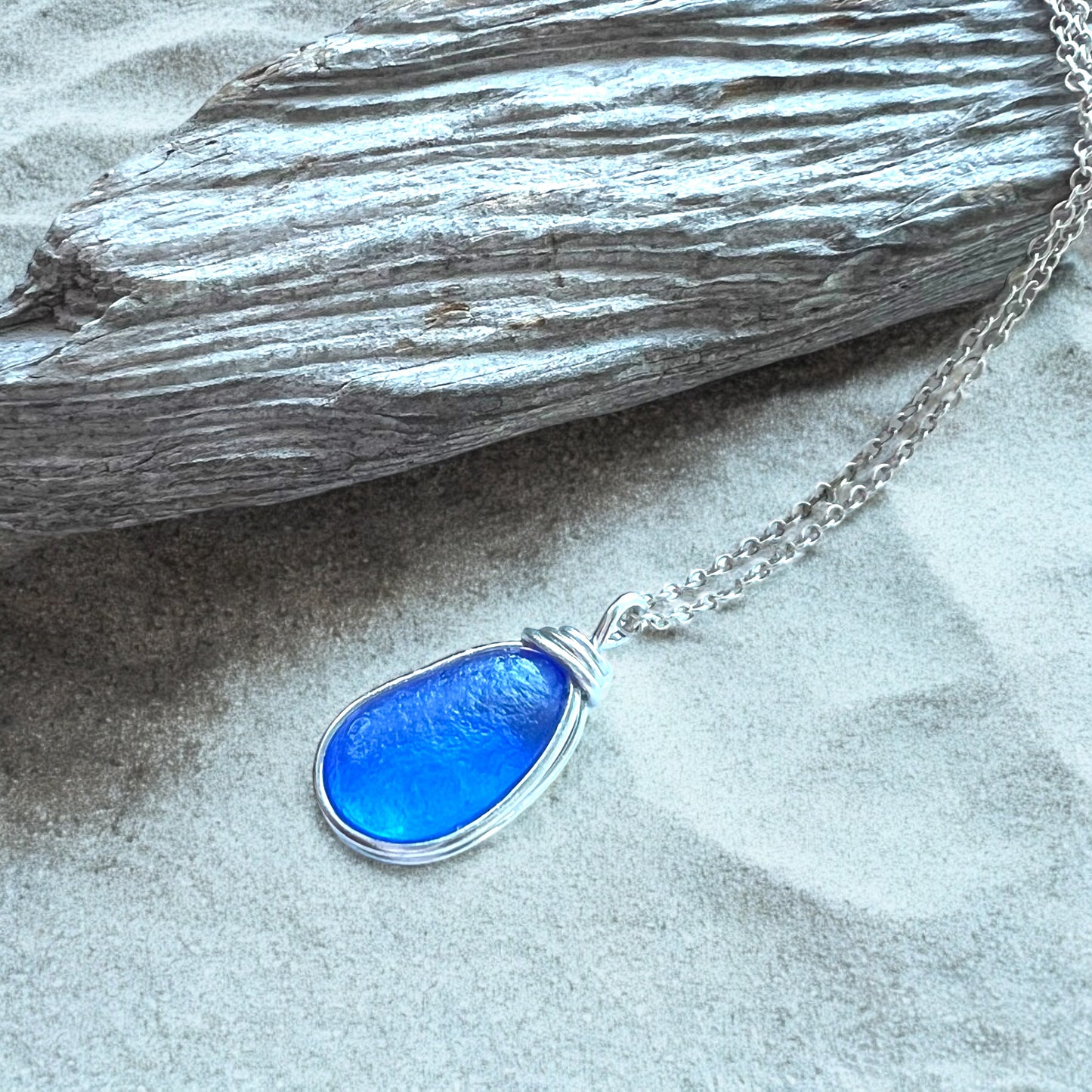 Devon Mid Blue Sea Glass Pendant