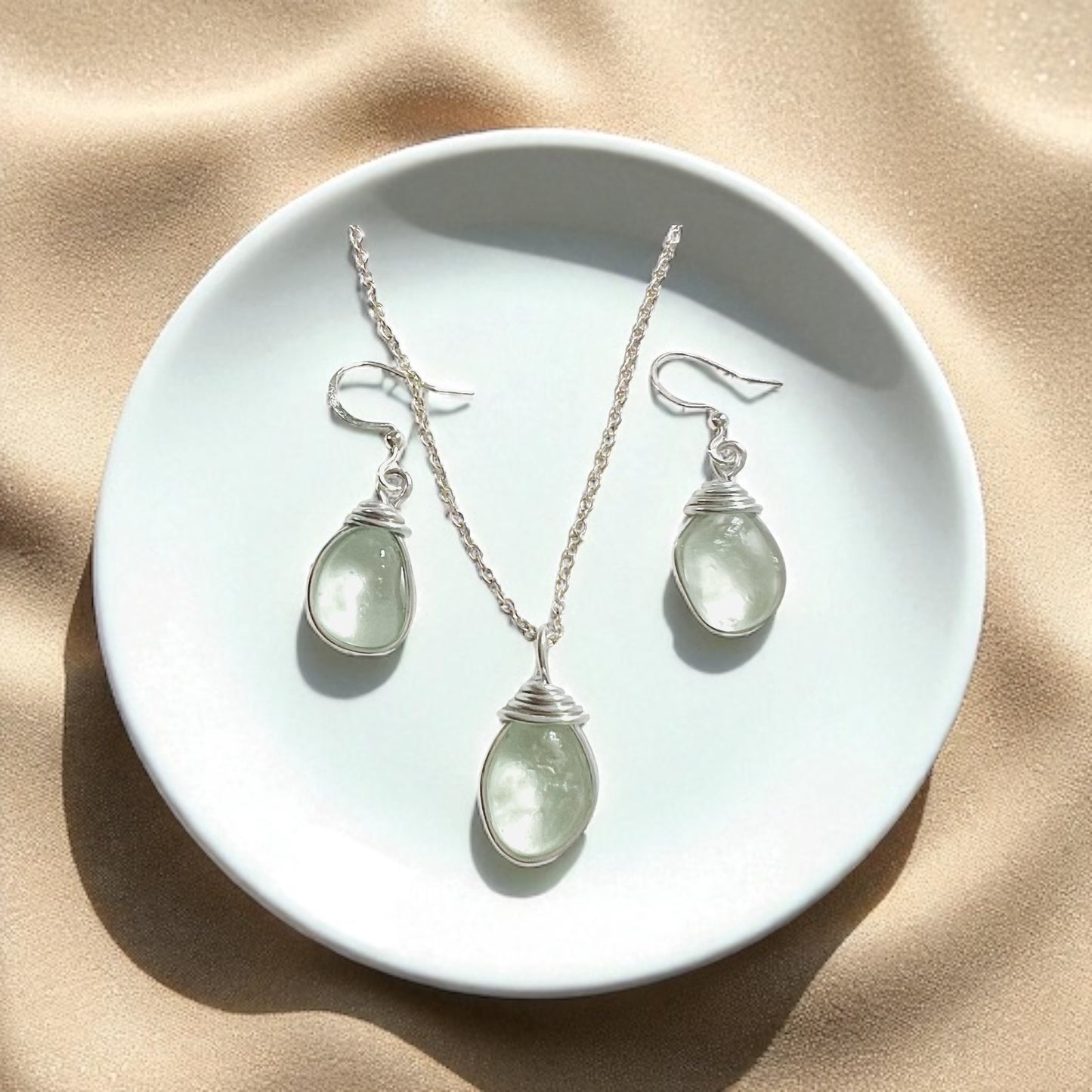 Seafoam Seaham Sea Glass Jewellery Set