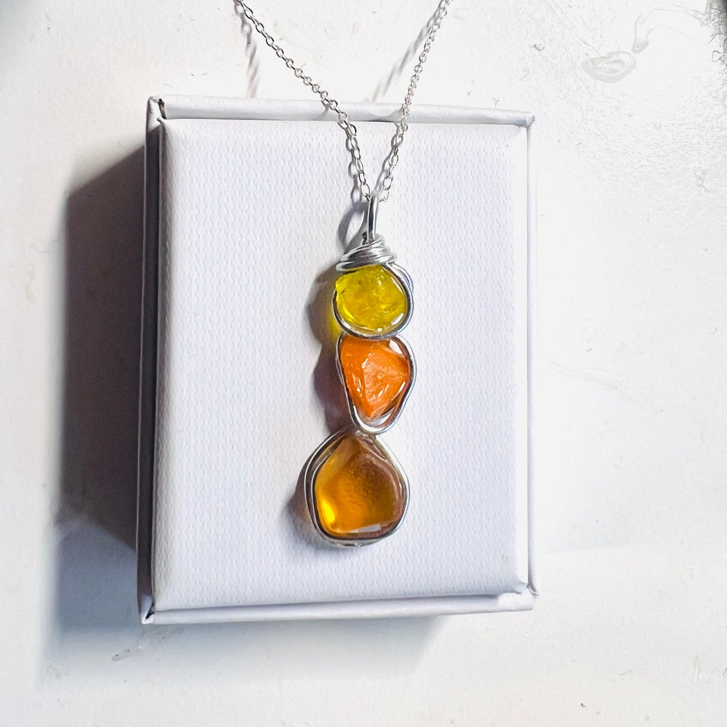 Rare Orange Seaham Sea Glass Pendant