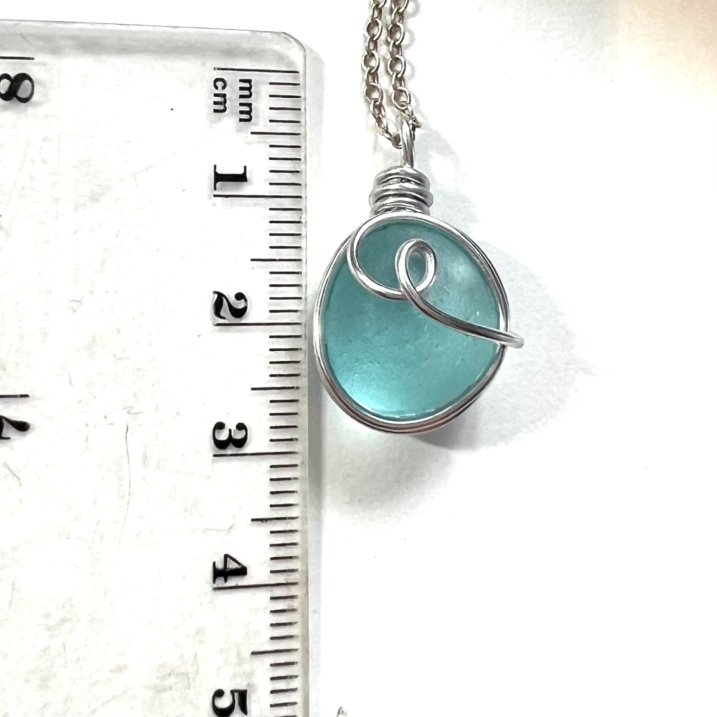 Pale Blue Bubble Seaham Sea Glass Pendant
