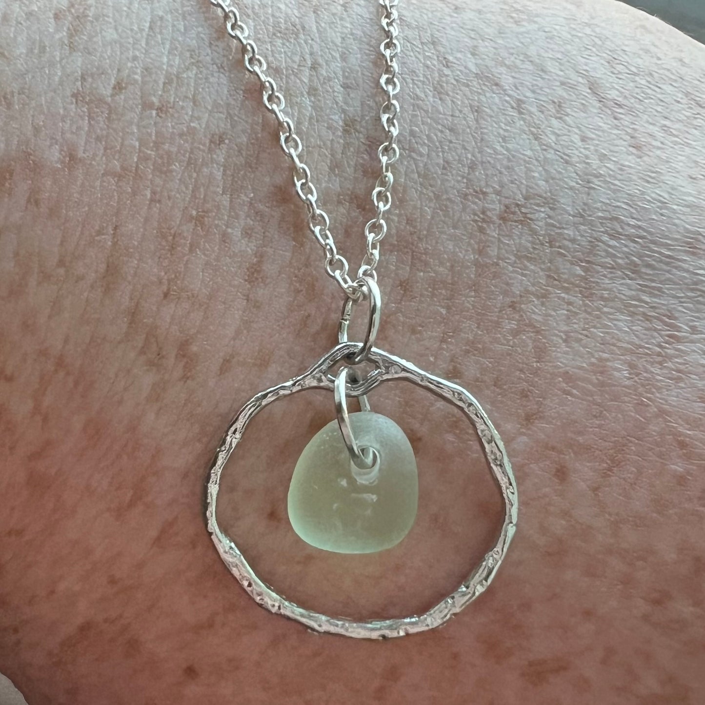 Seafoam Green Seaham Sea Glass Pendant