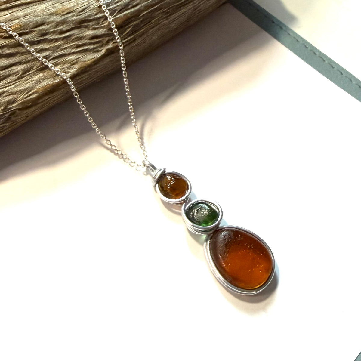 Autumn Shades Sea Glass Pendant