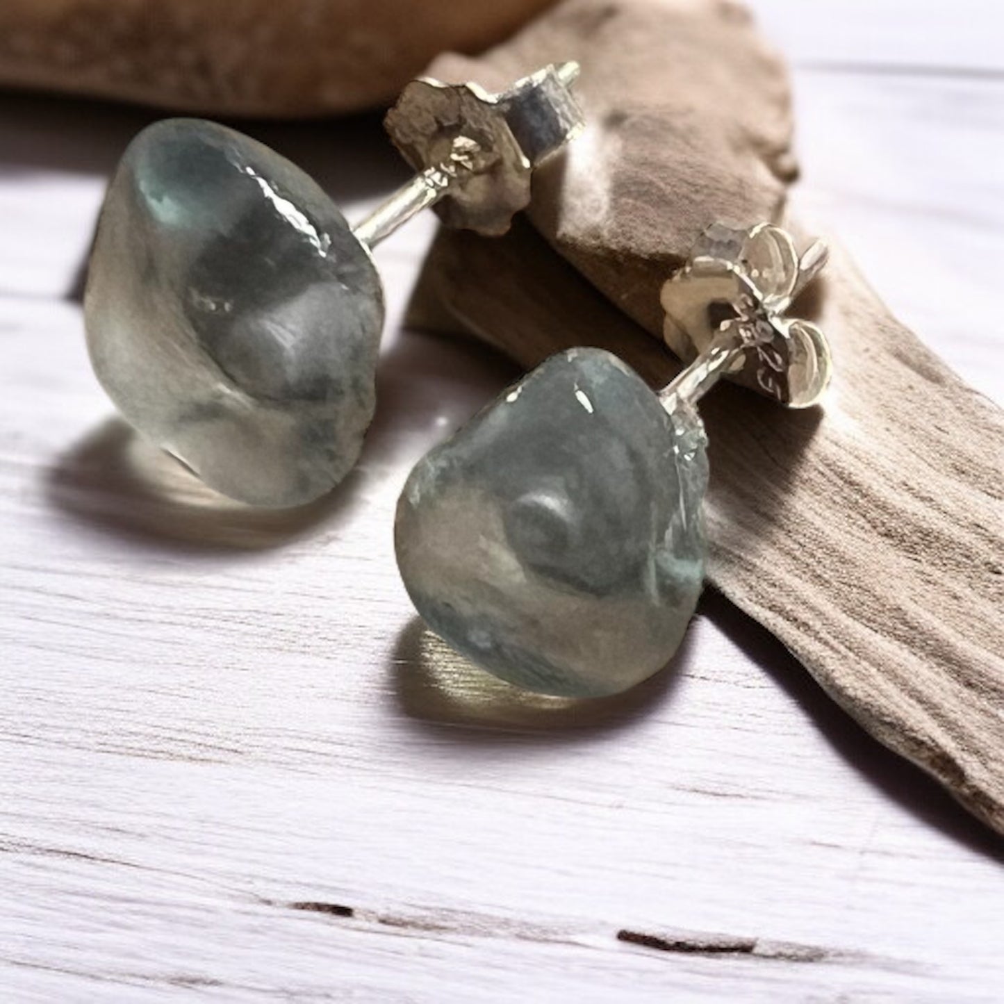 Grey Seaham Sea Glass Stud Earrings
