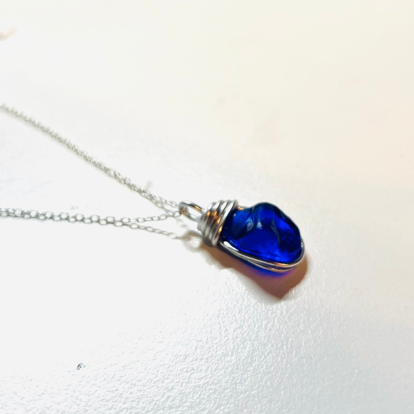 Deep Blue Seaham Sea Glass Pendant
