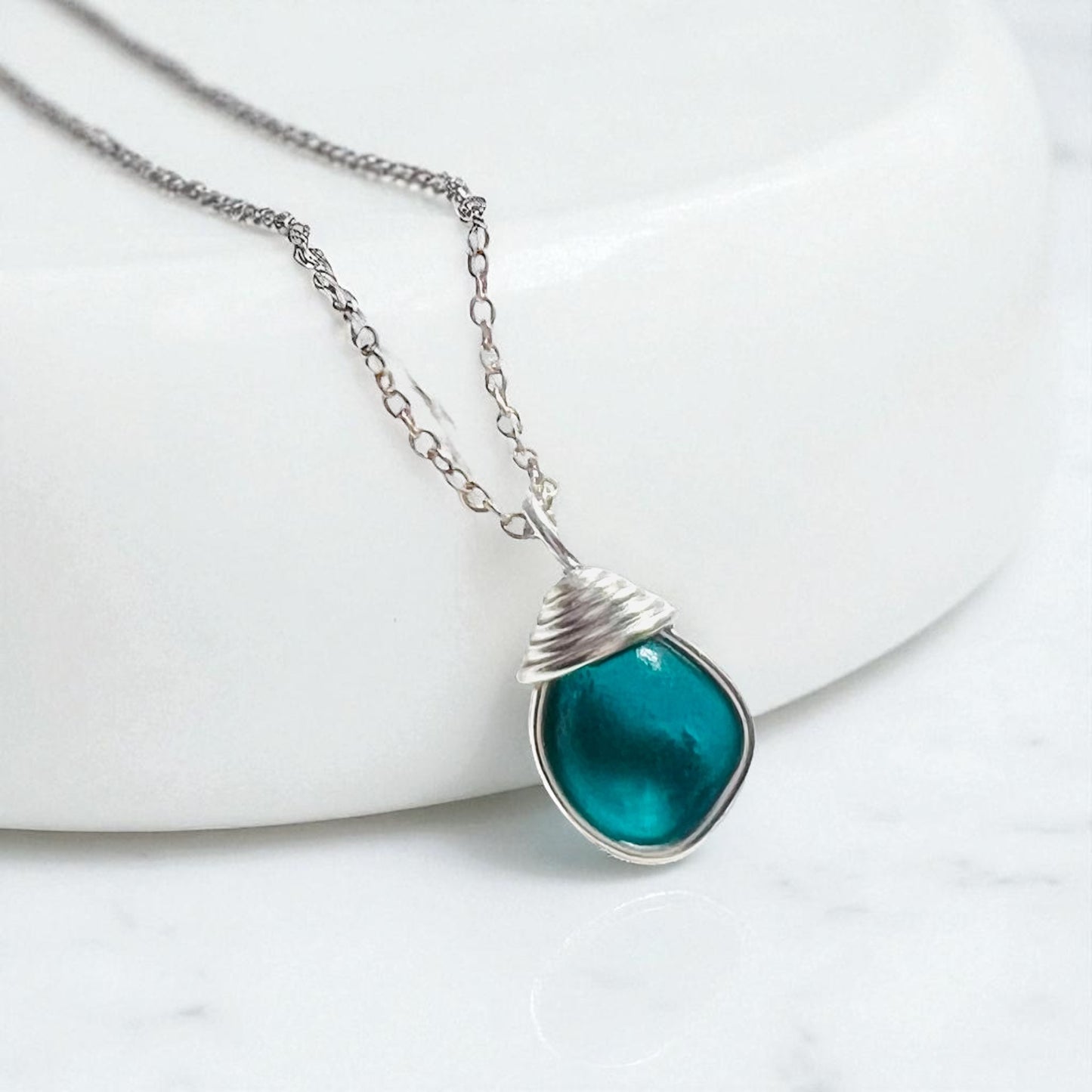 Turquoise Seaham Sea Glass Pendant
