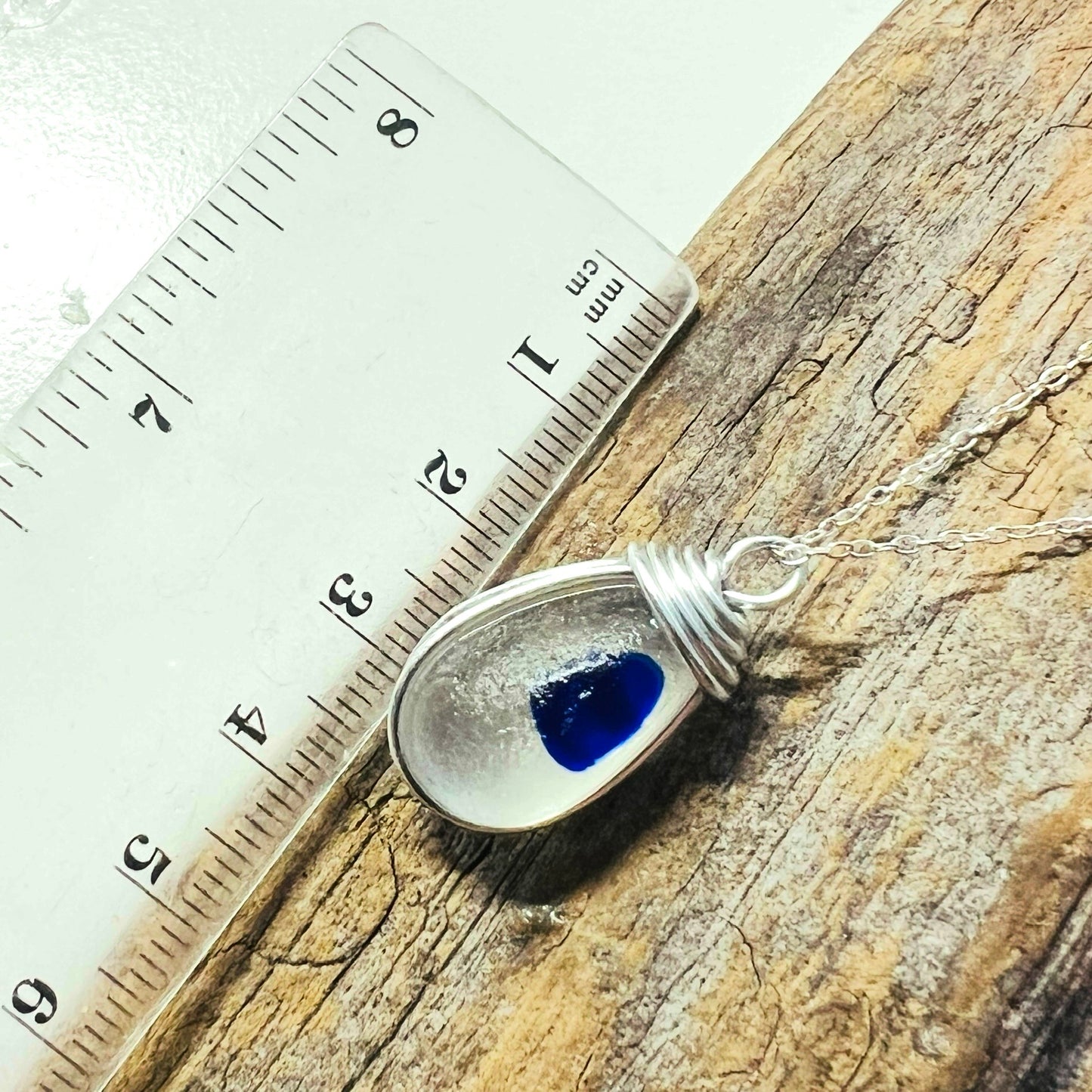 Blue Dot Seaham Sea Glass Multi Tone Pendant