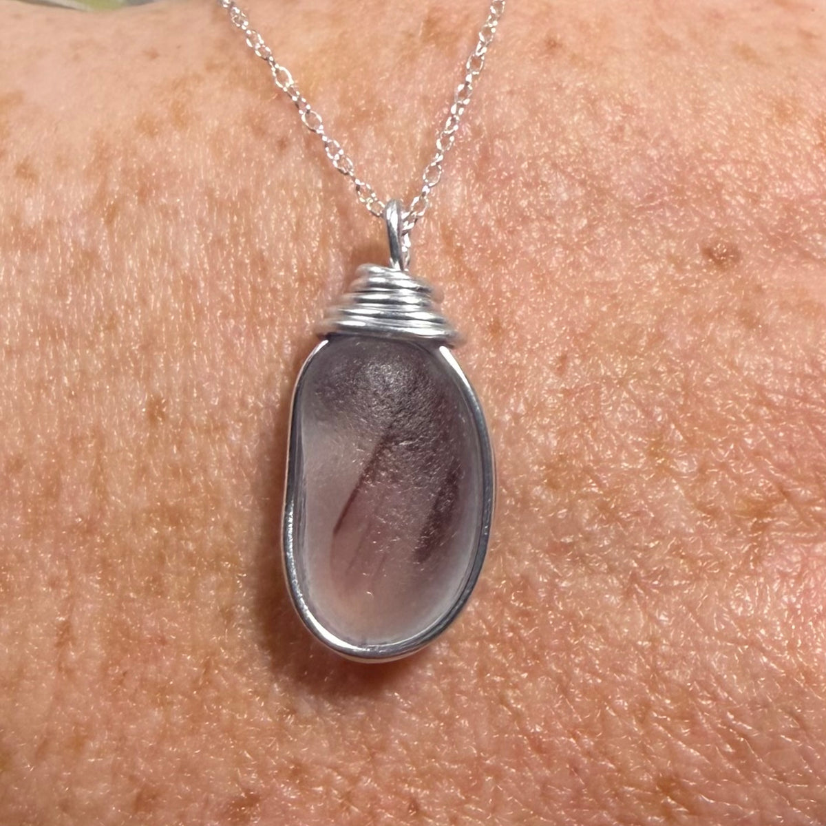 Very Rare Mauve Purple Sea Glass Multi Pendant