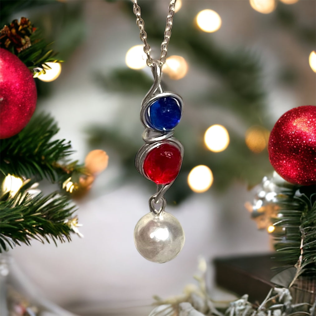 Seaham Sea Glass & Glass Pearl Pendant