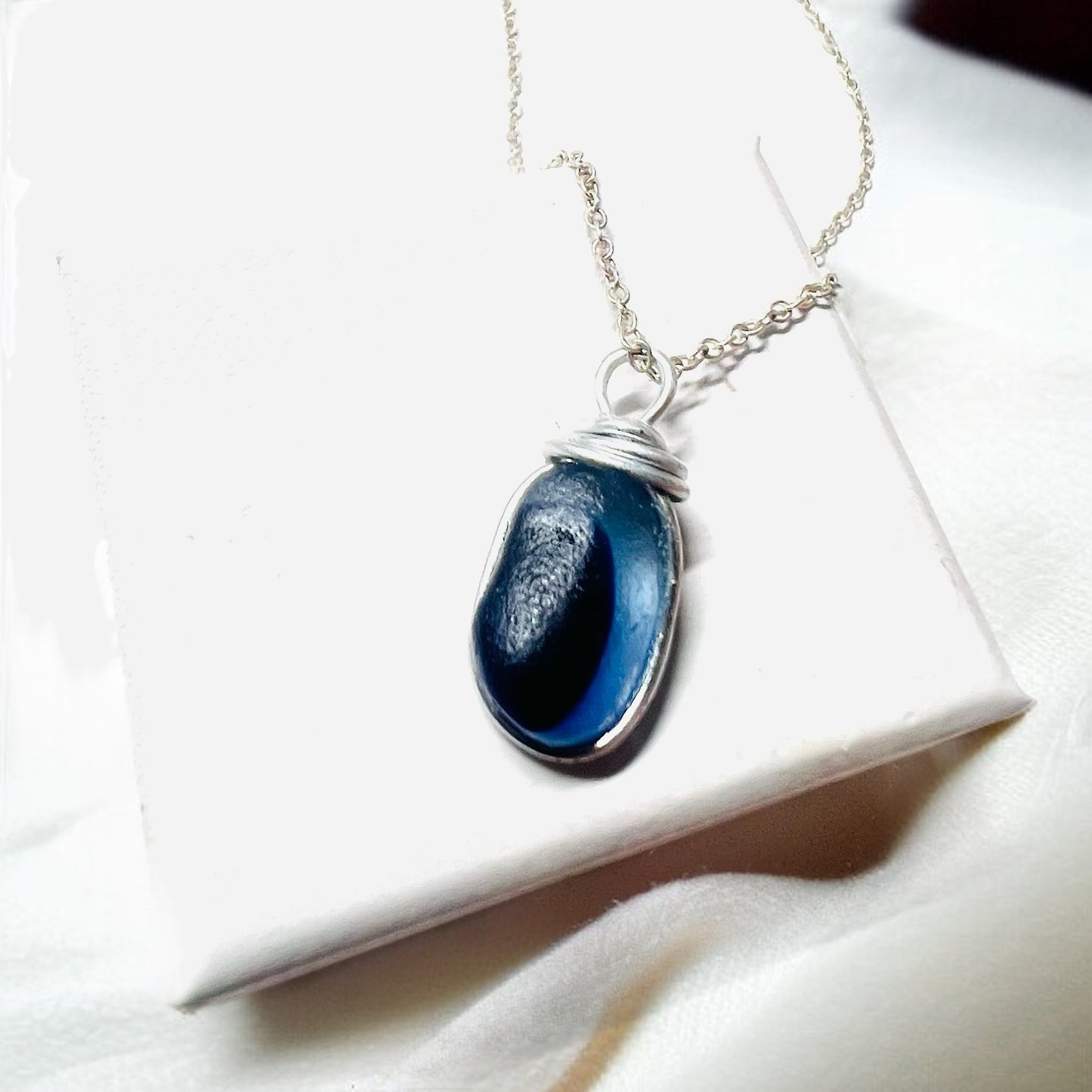 Two Tone Blue Seaham Sea Glass Multi Pendant