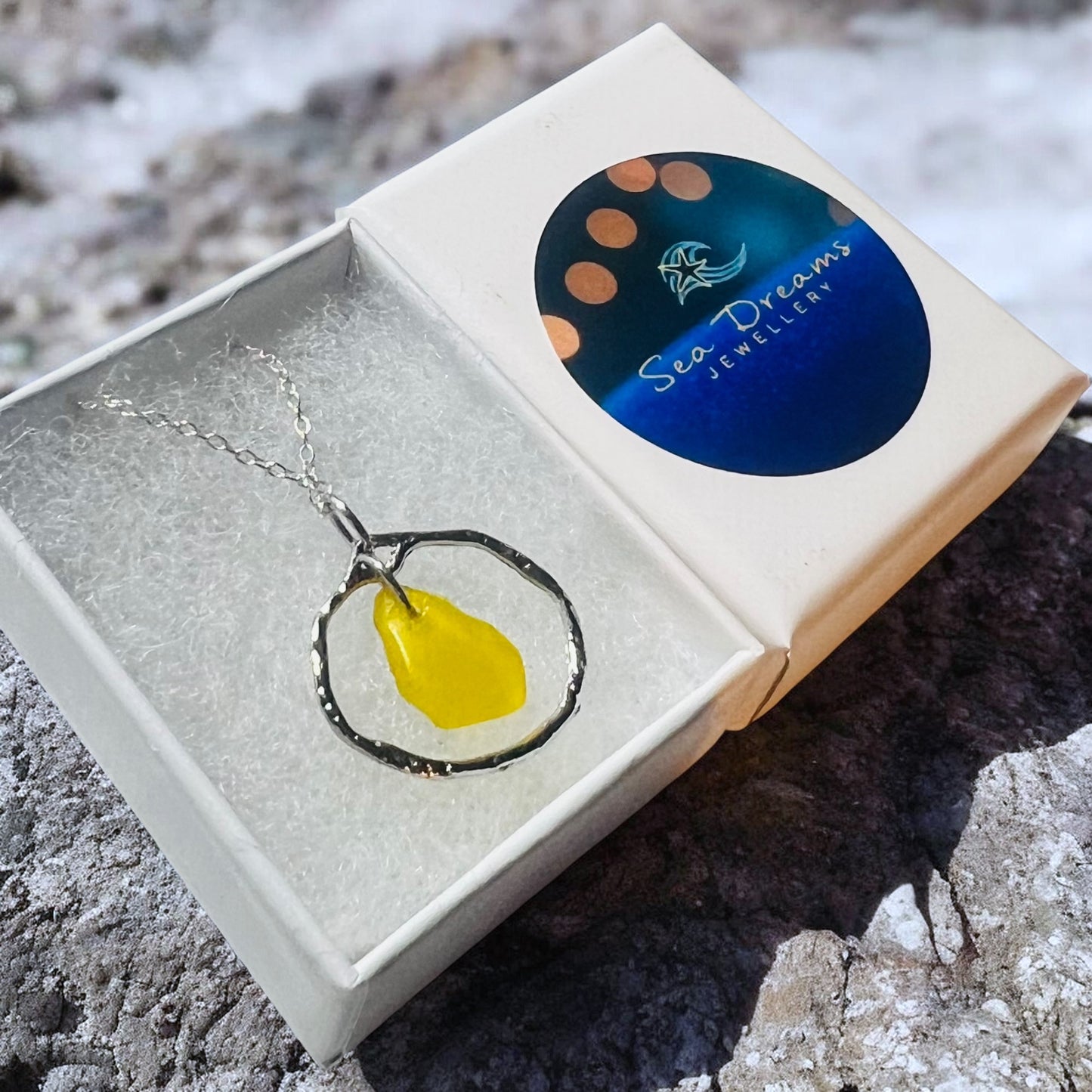 Canary Island Rare Neon Yellow Sea Glass Pendant