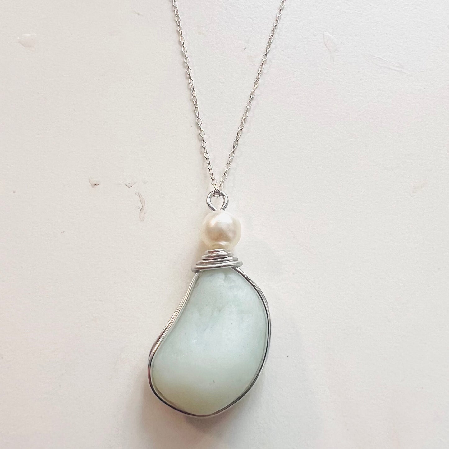 Rare Large Opalescent Seaham Sea Glass Pendant