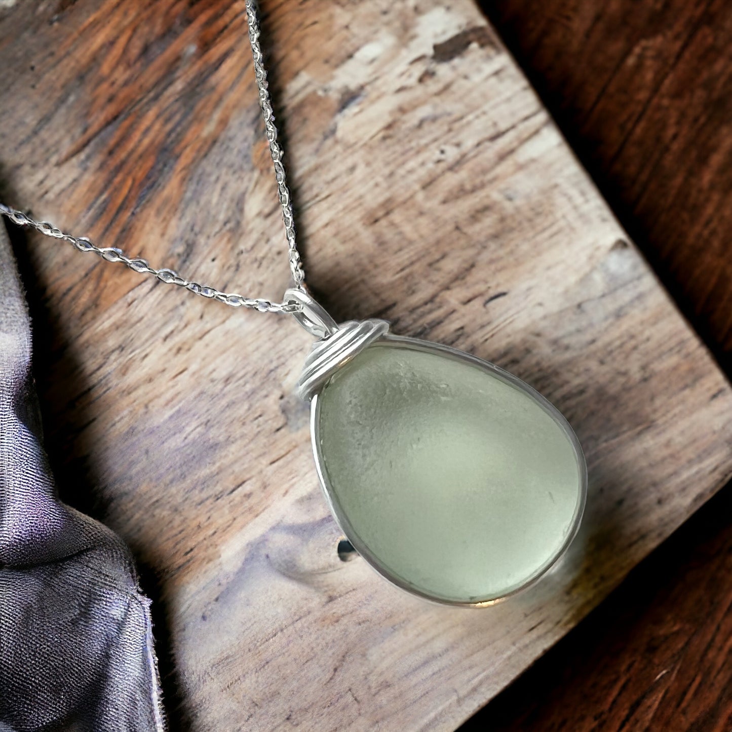 Seafoam Chunky Seaham Sea Glass Pendant