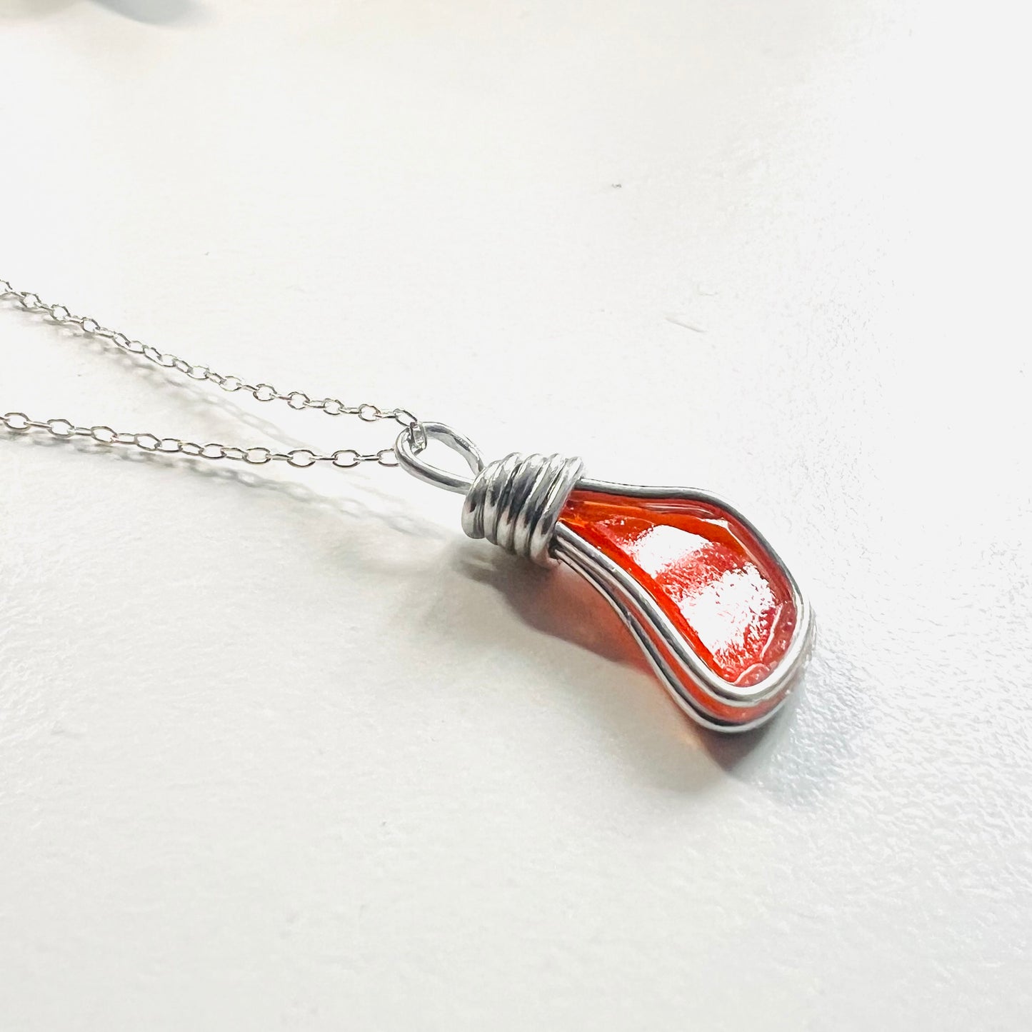 Very Rare Orange Seaham Sea Glass Pendant