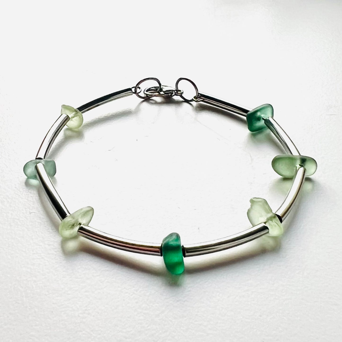 Mixed Greens Seaham Sea Glass Bangle Bracelet