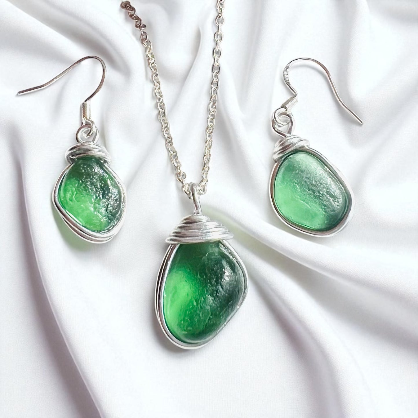 Green Seaham Sea Glass Set
