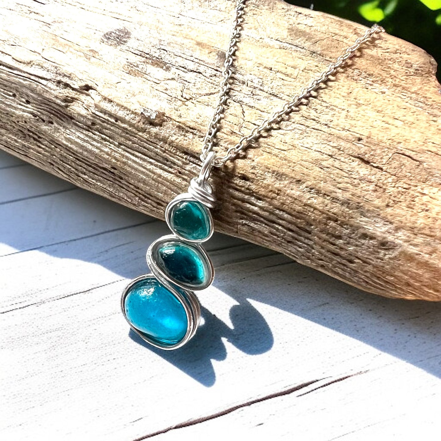 Rare Turquoise Seaham Sea Glass Pendant
