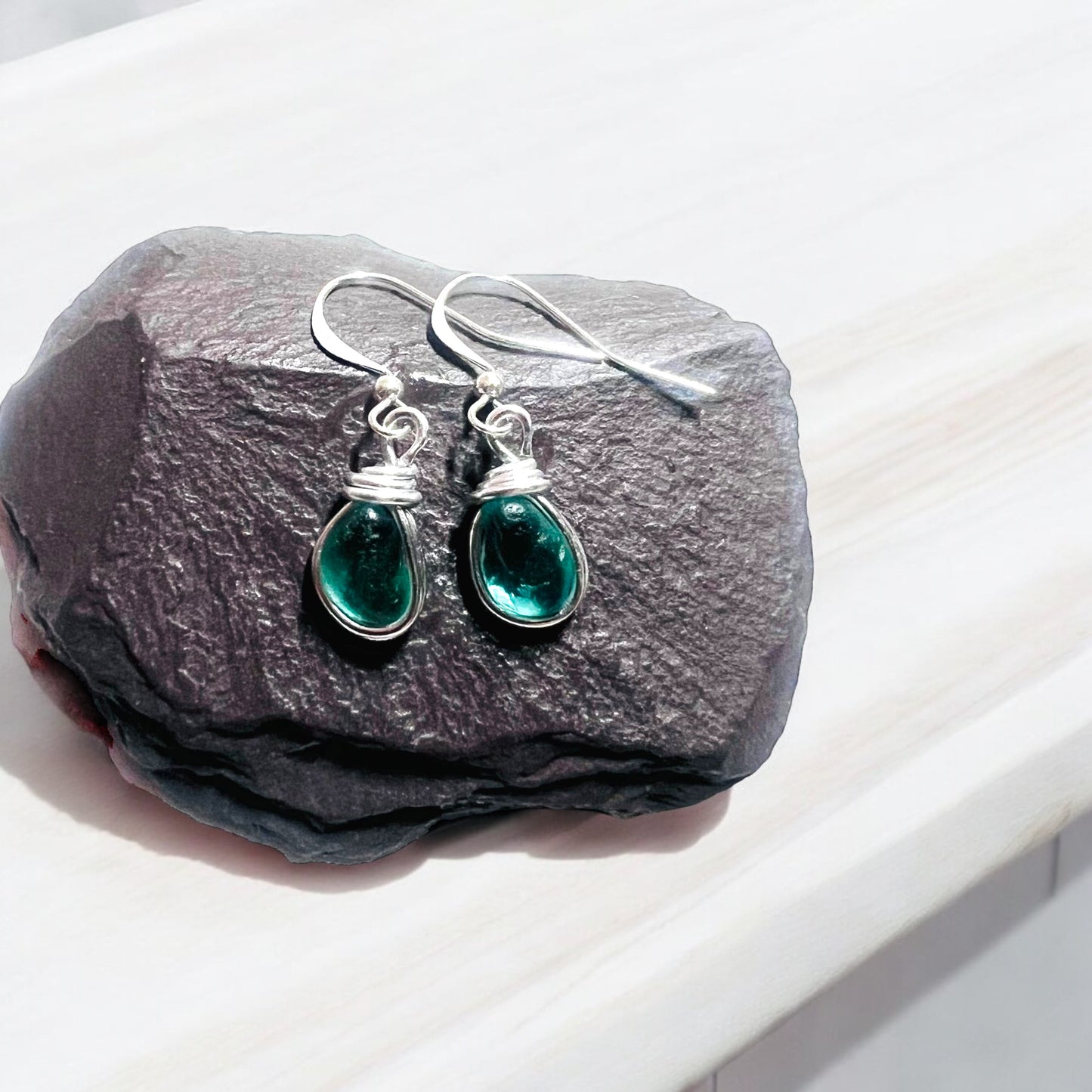 Small Dangly Seaham Sea Glass Earrings