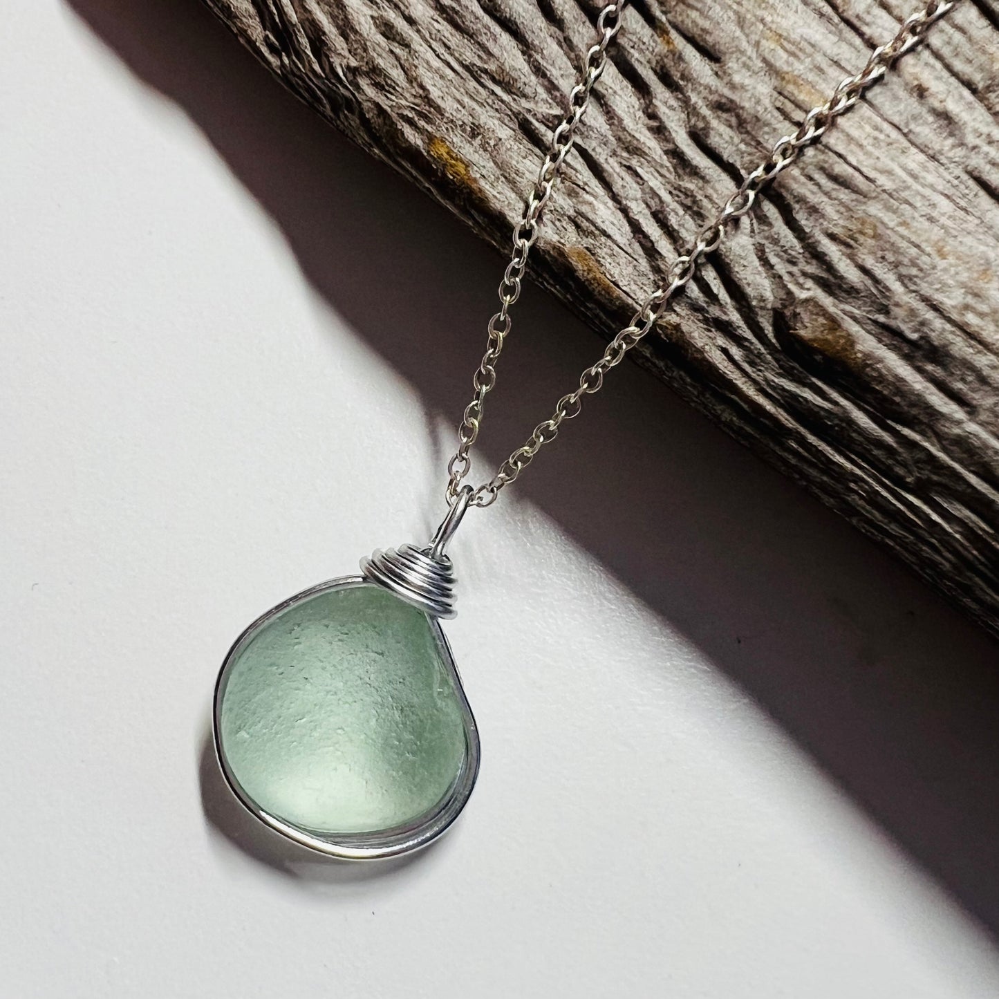 Seaham Sea Glass Aqua Bubble Pendant