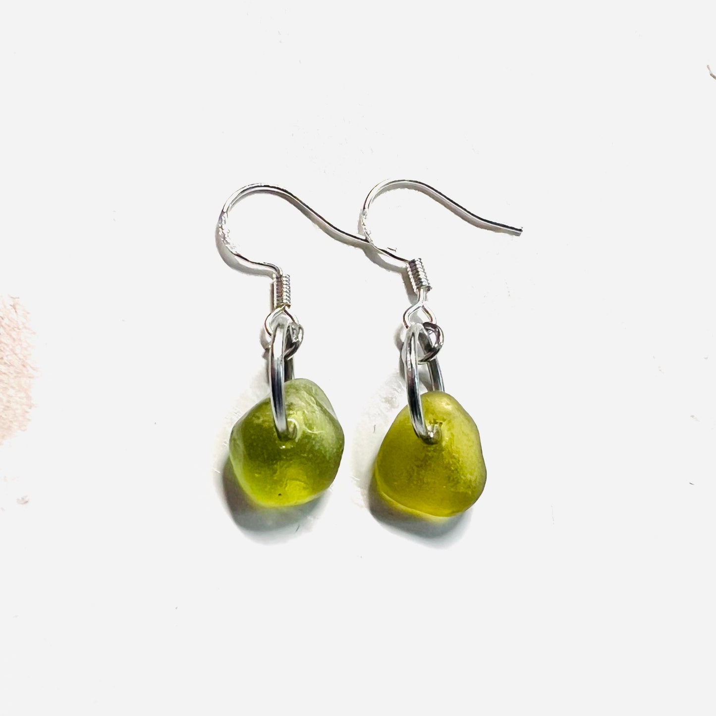Lime Green Dangly Seaham Sea Glass Earrings