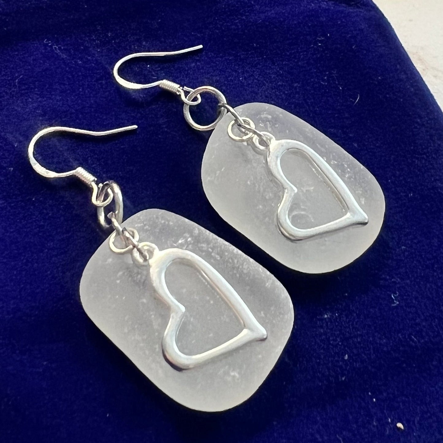 Statement Seaham Sea Glass Heart Earrings