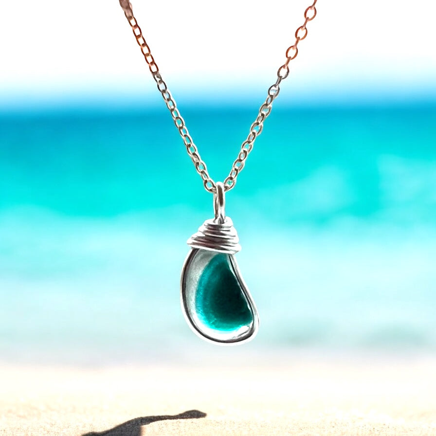 Turquoise Seaham Sea Glass Multi Pendant