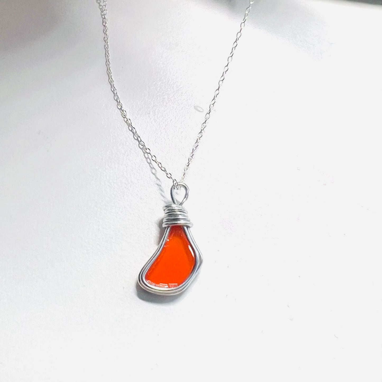 Very Rare Orange Seaham Sea Glass Pendant