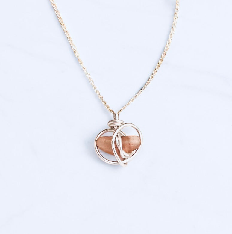 Pink Seaham Sea Glass Heart Pendant