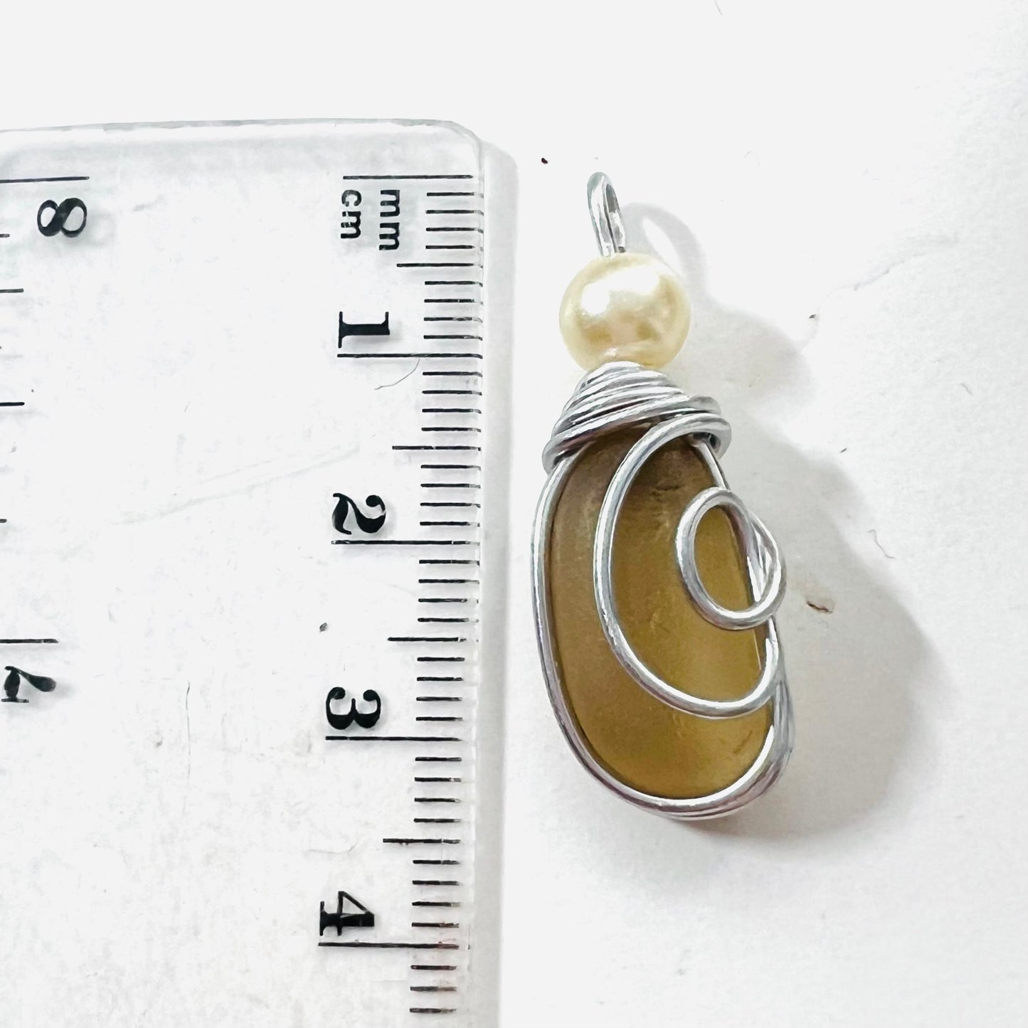 Rare Beige Seaham Sea Glass Pendant