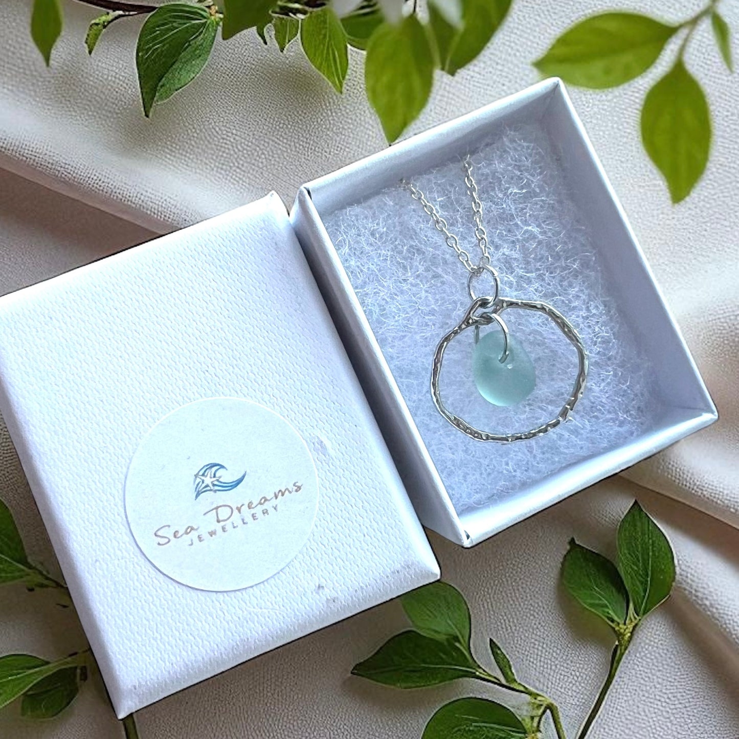 Pale Aqua Seaham Sea Glass Seafoam Shade Frame Pendant