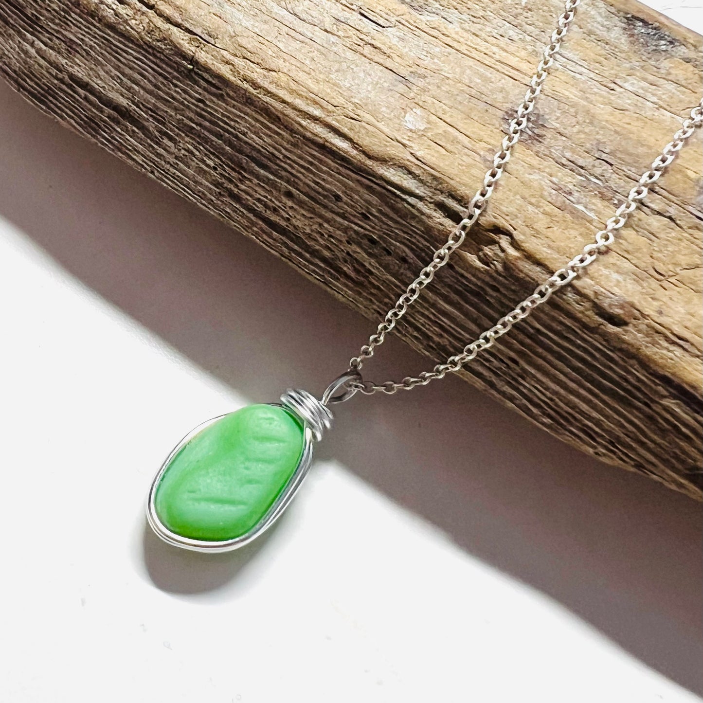 Large Rare UV Reactive Seaham Sea Glass Pendant