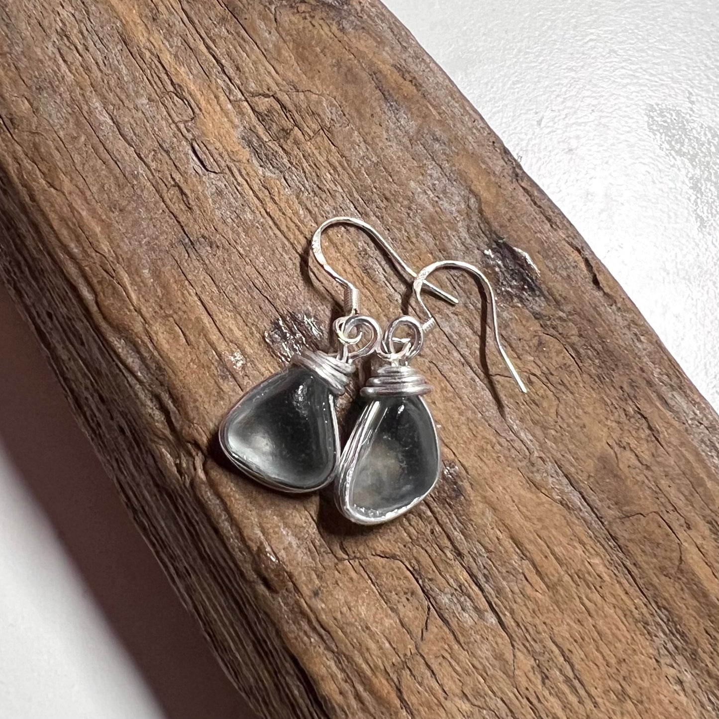 Dusky Grey Seaham Sea Glass Earrings
