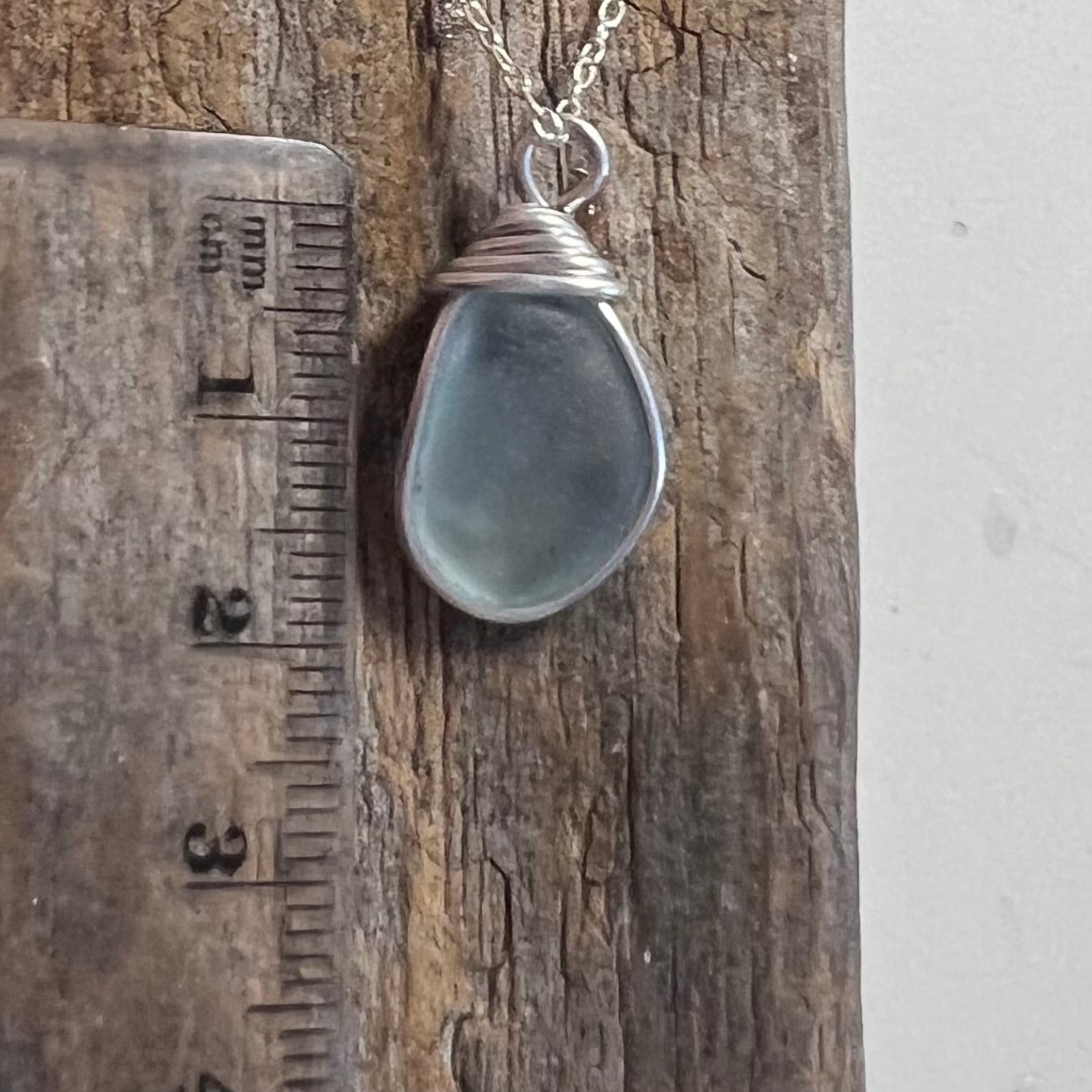 Rare Pale Blue Seaham Sea Glass Pendant