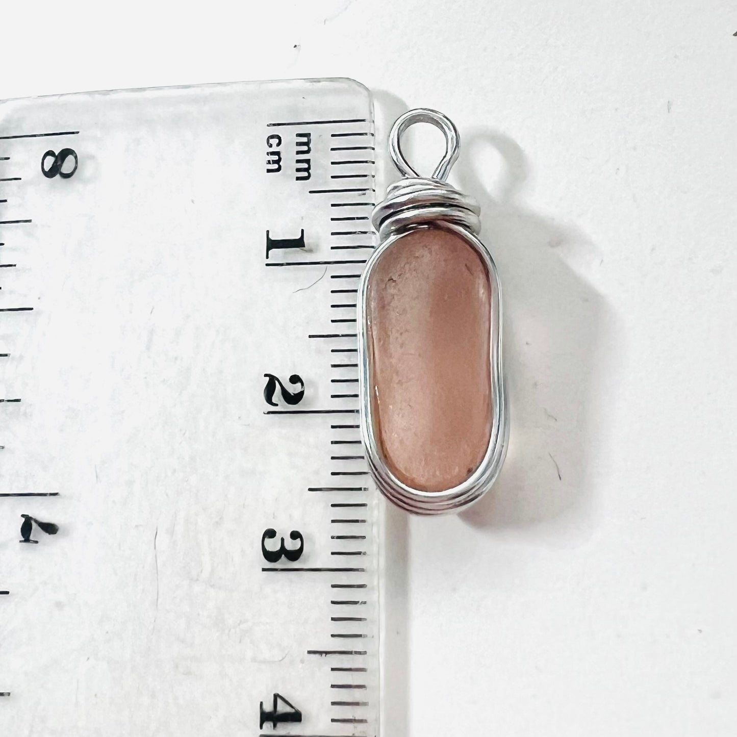 Rare Peachy Pink Sea Glass Pendant